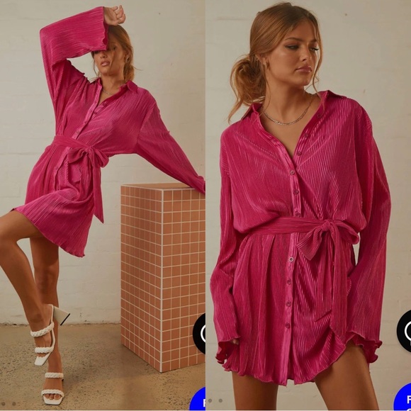 Peppermayo Dresses & Skirts - Peppermayo Exclusive Soho Chic Shirt Dress in Magenta